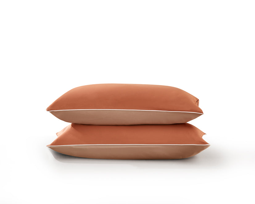 EPITEX HOMME TENCEL SOLID 1600TC FITTED SHEET SET - w/o Quilt Cover (BURNT ORANGE/ PASTEL TAN)