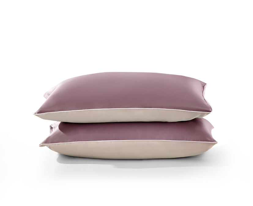 EPITEX HOMME TENCEL SOLID 1600TC FITTED SHEET SET - w/o Quilt Cover (MYSTIC GRAPE / PALE CHAMPAGNE)