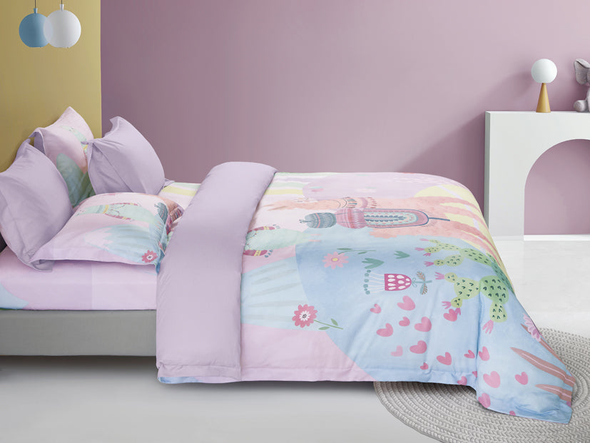 Epinova Lyosilk Kids 1200TC Printed Bedsheet | Bedset (ELP2804 Lama Paradise)