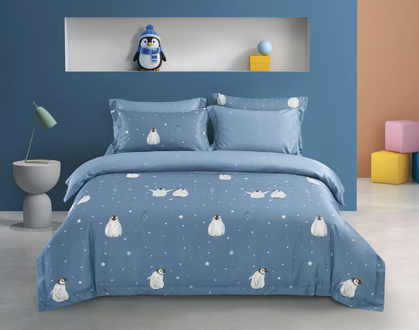 Epinova Lyosilk Kids 1200TC Printed Bedsheet | Bedset (ELP2805 Pippin)