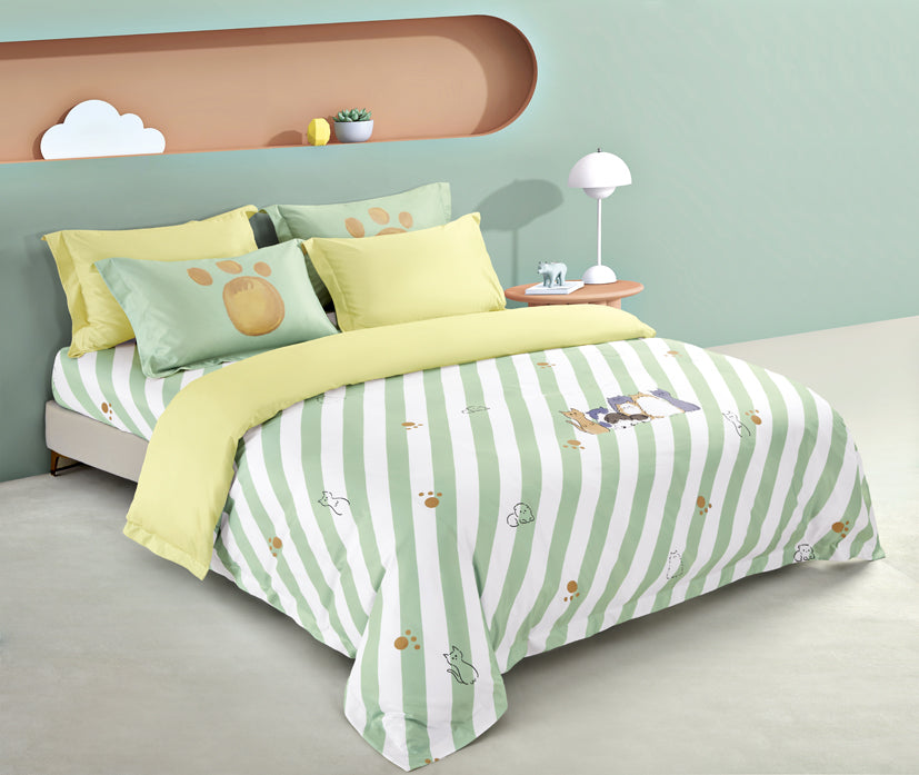 Epinova Lyosilk Kids 1200TC Printed Bedsheet | Bedset (ELP2806 Simple Cats)