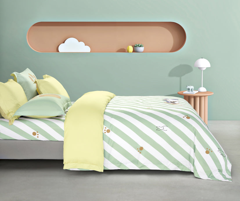 Epinova Lyosilk Kids 1200TC Printed Bedsheet | Bedset (ELP2806 Simple Cats)