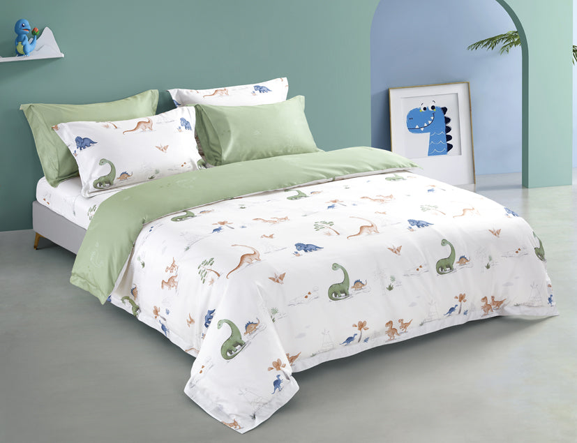 Epinova Lyosilk Kids 1200TC Printed Bedsheet | Bedset (ELP2807 Dinolandia)