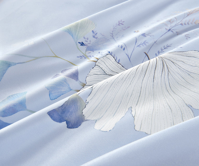 Epinova Lyosilk 1200TC Printed Bedsheet | Bedset (ELP2821 Bluvia)