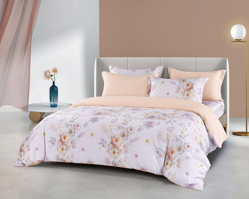 Epinova Lyosilk 1200TC Printed Bedsheet | Bedset (ELP2829 Rosoria)