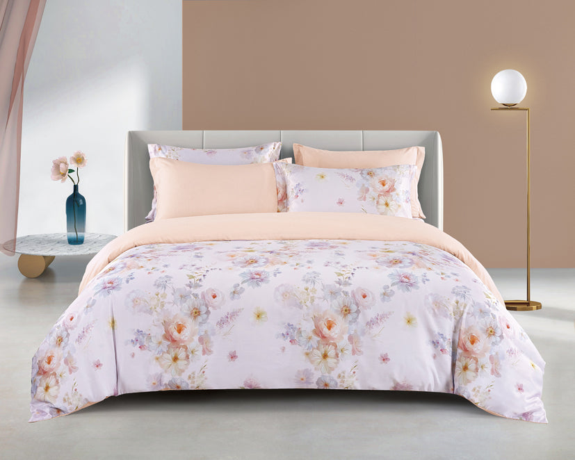 Epinova Lyosilk 1200TC Printed Bedsheet | Bedset (ELP2829 Rosoria)