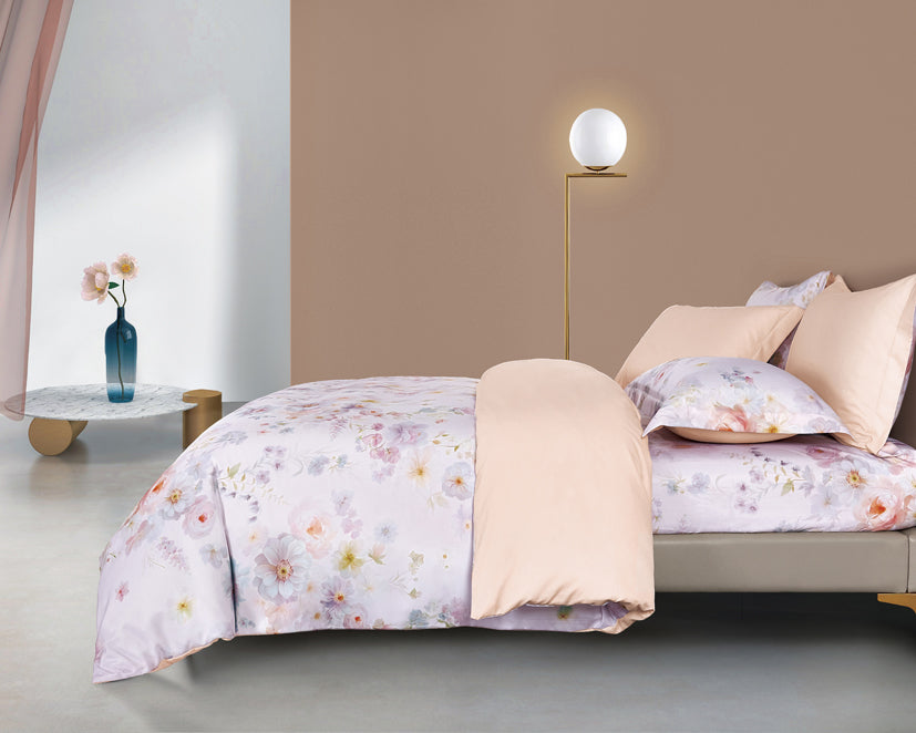 Epinova Lyosilk 1200TC Printed Bedsheet | Bedset (ELP2829 Rosoria)