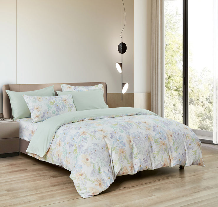 (Perks Week Special) Epinova 1000TC 100% Pure Cotton Printed Bedsheet Set | Fitted Sheet | Bedding Set