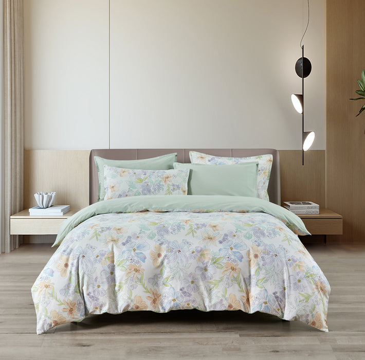 (Perks Week Special) Epinova 1000TC 100% Pure Cotton Printed Bedsheet Set | Fitted Sheet | Bedding Set