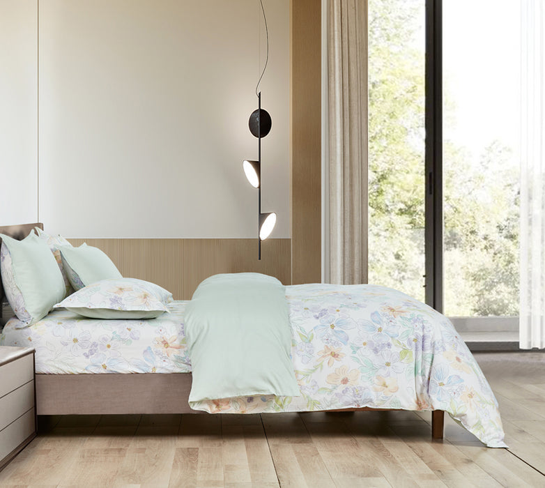 (Perks Week Special) Epinova 1000TC 100% Pure Cotton Printed Bedsheet Set | Fitted Sheet | Bedding Set