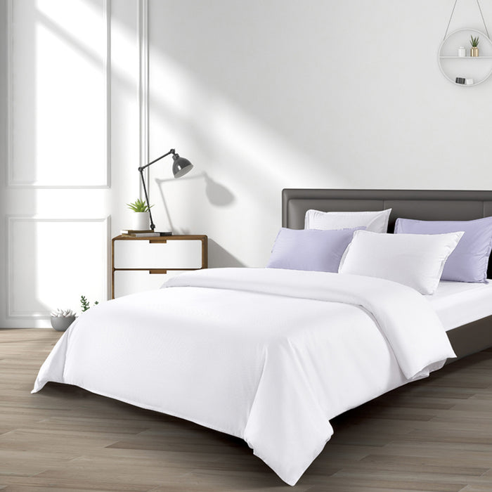 Epinova Silkysoft 980TC Microfiber Bedsheet | Bedset (White / Purple Sky)