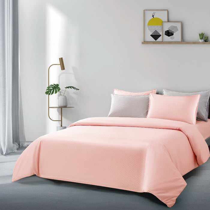 Epinova Silkysoft Dobby 980TC Microfiber Bedsheet | Bedset (Light Pink / Grey Mauve)