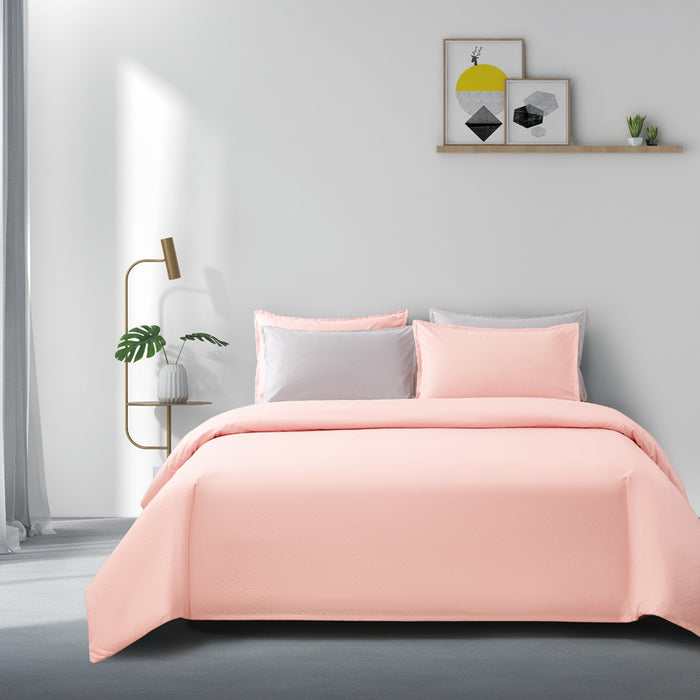 Epinova Silkysoft Dobby 980TC Microfiber Bedsheet | Bedset (Light Pink / Grey Mauve)