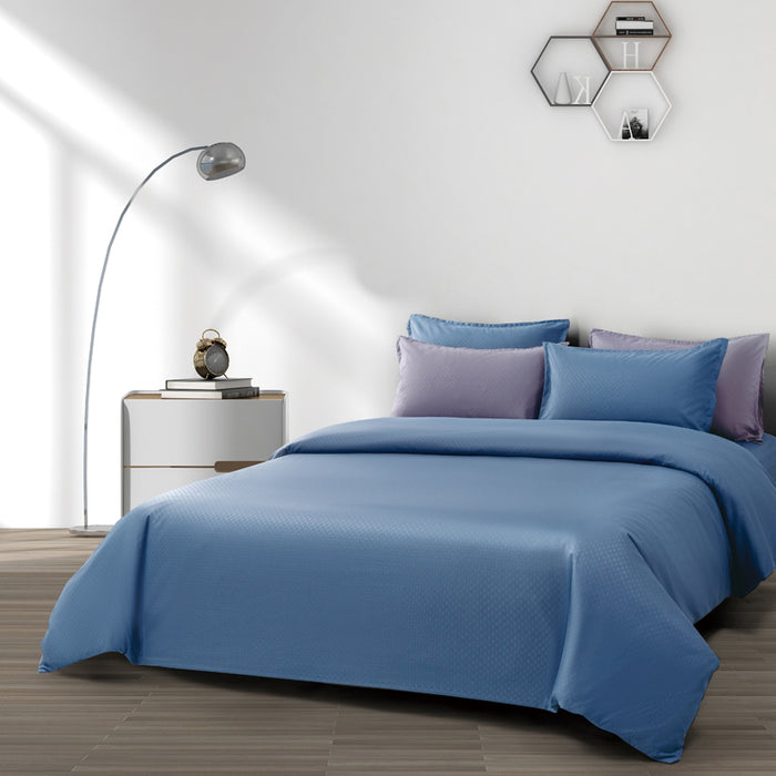 Epinova Silkysoft Dobby 980TC Microfiber Bedsheet | Bedset (Infinity Blue / Purple Ash)