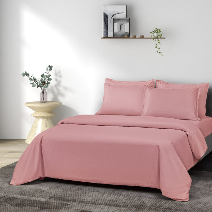 Epinova Silkysoft Dobby 980TC Microfiber Bedsheet (Rose) | Fitted Set | Bedset