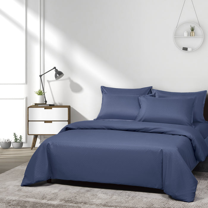 Epinova Silkysoft Dobby 980TC Microfiber Bedsheet (Dark Blue) | Fitted Set | Bedset