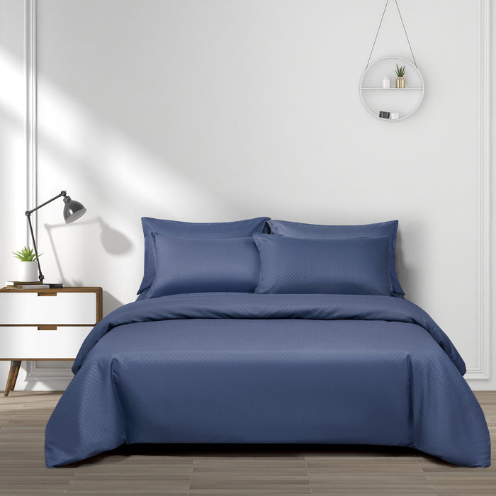 Epinova Silkysoft Dobby 980TC Microfiber Bedsheet (Dark Blue) | Fitted Set | Bedset