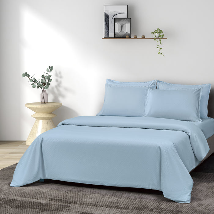 Epinova Silkysoft Dobby 980TC Microfiber Bedsheet (Grey Blue) | Fitted Set | Bedset