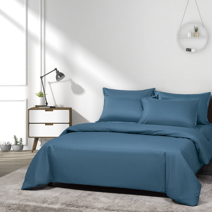 Epinova Silkysoft Dobby 980TC Microfiber Bedsheet (Mystic Blue) | Fitted Set | Bedset