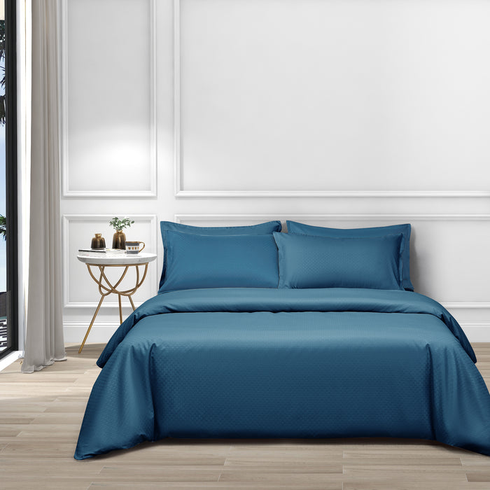 Epinova Silkysoft Dobby 980TC Microfiber Bedsheet (Mystic Blue) | Fitted Set | Bedset