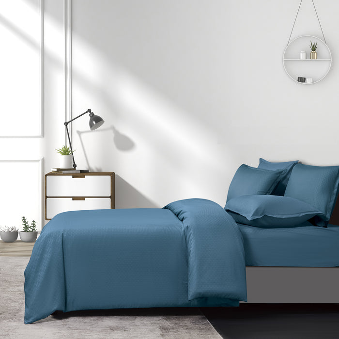 Epinova Silkysoft Dobby 980TC Microfiber Bedsheet (Mystic Blue) | Fitted Set | Bedset