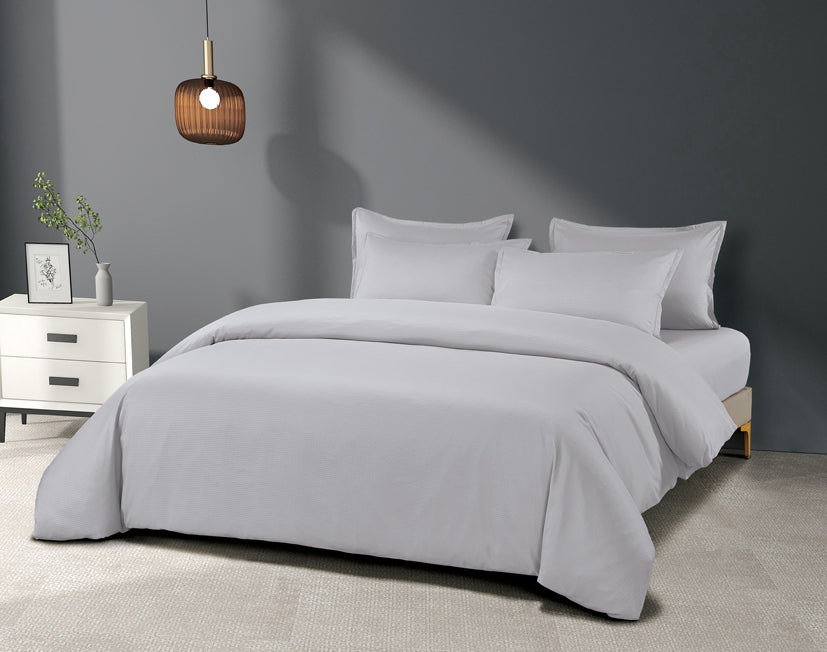 Epinova Silkysoft Dobby 980TC Microfiber Bedsheet (Grey) | Fitted Set | Bedset