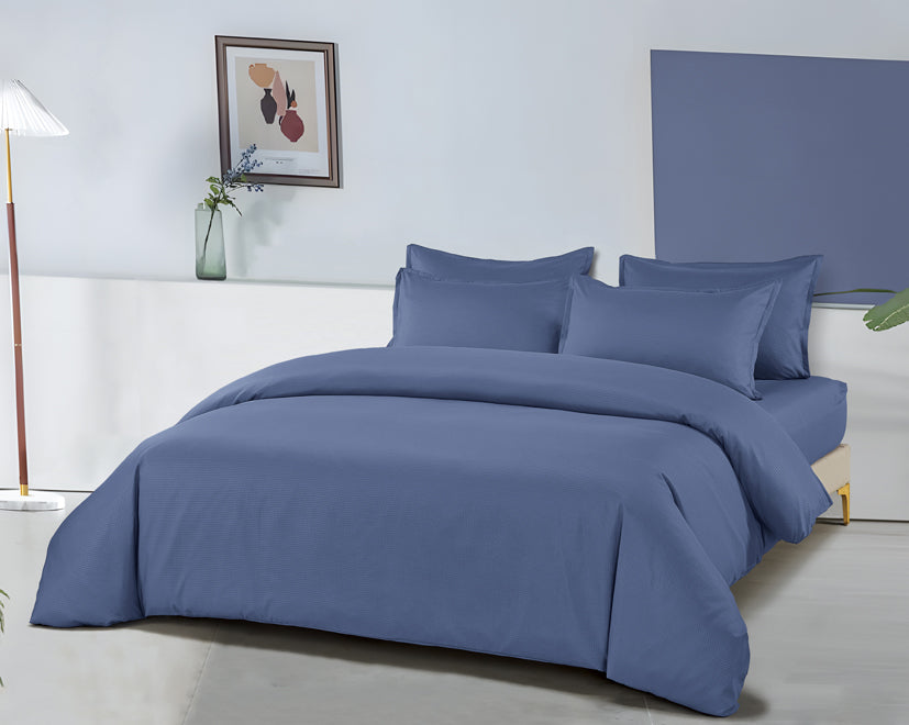 Epinova Silkysoft Dobby 980TC Microfiber Bedsheet (Dark Blue) | Fitted Set | Bedset