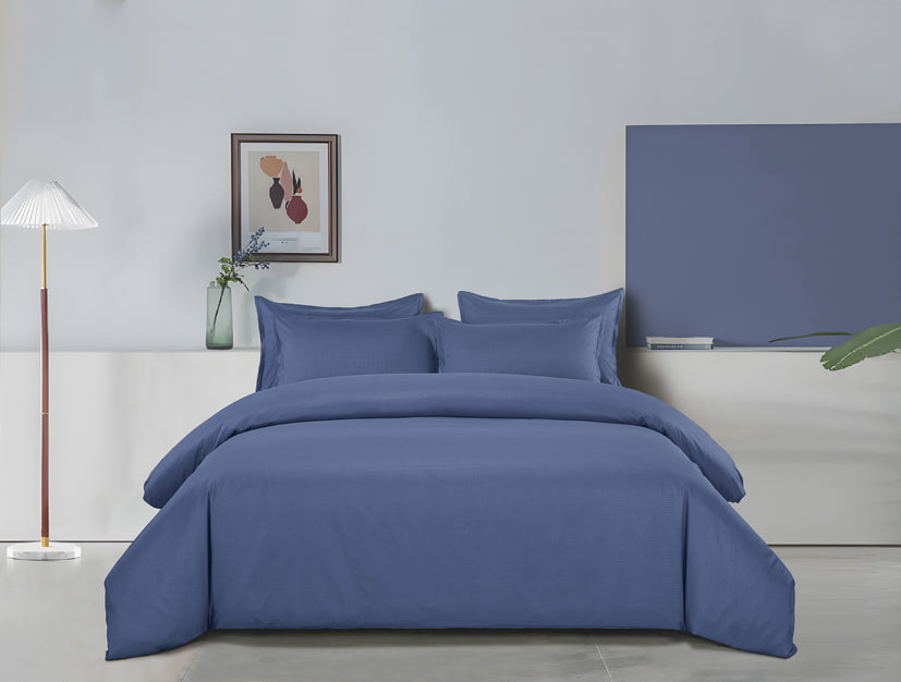 Epinova Silkysoft Dobby 980TC Microfiber Bedsheet (Dark Blue) | Fitted Set | Bedset