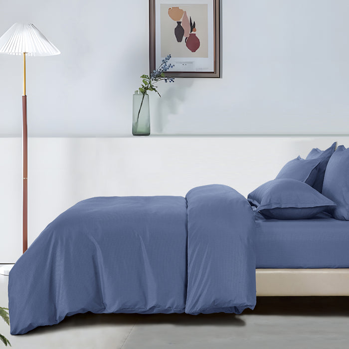 Epinova Silkysoft Dobby 980TC Microfiber Bedsheet (Dark Blue) | Fitted Set | Bedset