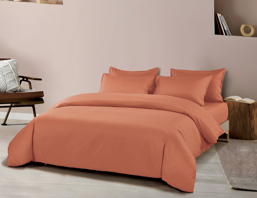 Epinova Silkysoft Dobby 980TC Microfiber Bedsheet (Rustic Orange) | Fitted Set | Bedset