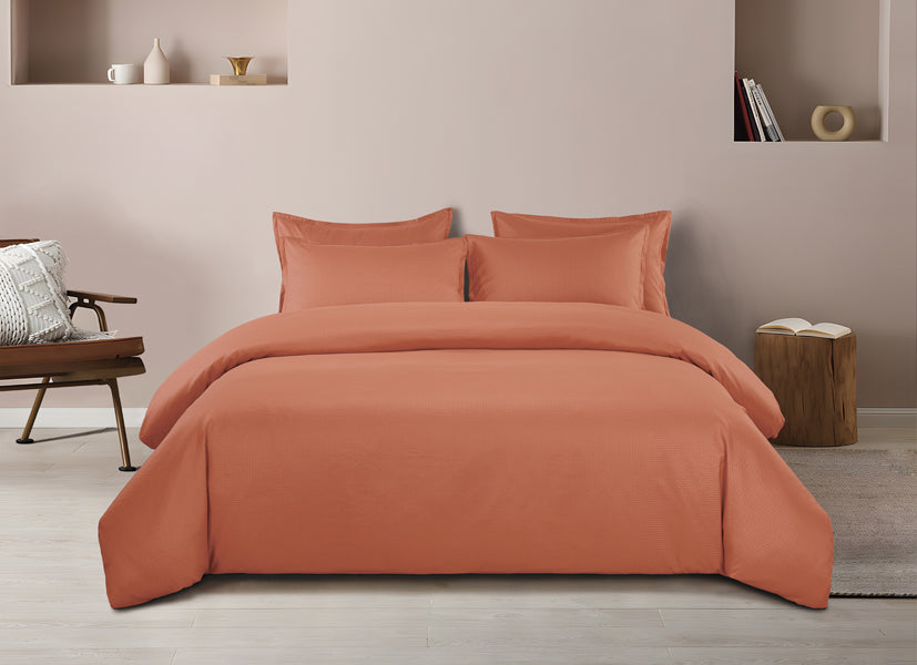 Epinova Silkysoft Dobby 980TC Microfiber Bedsheet (Rustic Orange) | Fitted Set | Bedset