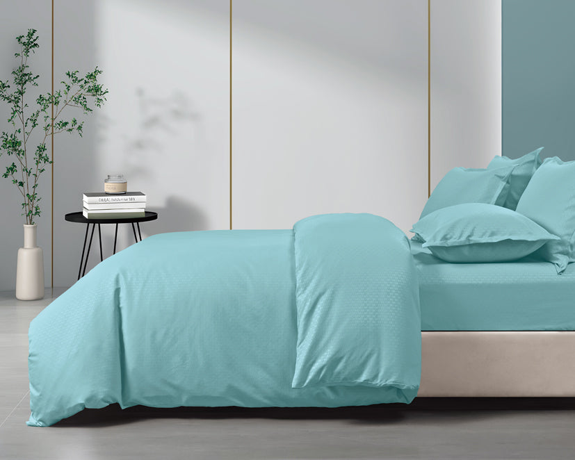 Epinova Silkysoft Dobby 980TC Microfiber Bedsheet (Lt Teal) | Fitted Set | Bedset