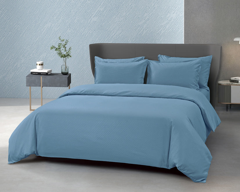 Epinova Silkysoft Dobby 980TC Microfiber Bedsheet (Stone Blue) | Fitted Set | Bedset