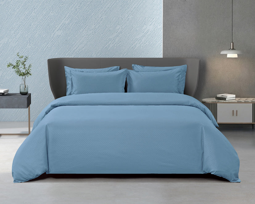 Epinova Silkysoft Dobby 980TC Microfiber Bedsheet (Stone Blue) | Fitted Set | Bedset