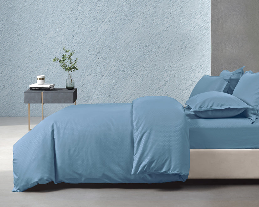 Epinova Silkysoft Dobby 980TC Microfiber Bedsheet (Stone Blue) | Fitted Set | Bedset