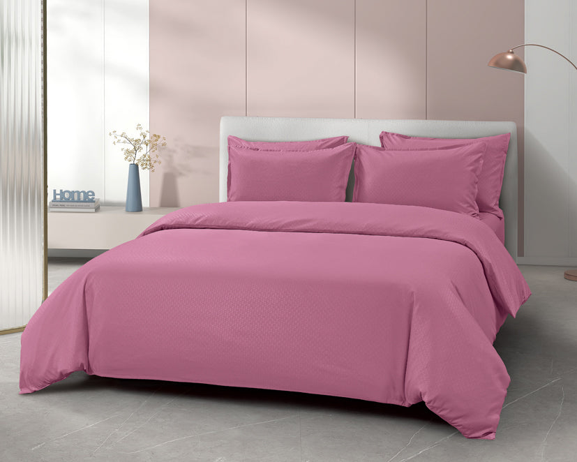 Epinova Silkysoft Dobby 980TC Microfiber Bedsheet (Fog Rose) | Fitted Set | Bedset