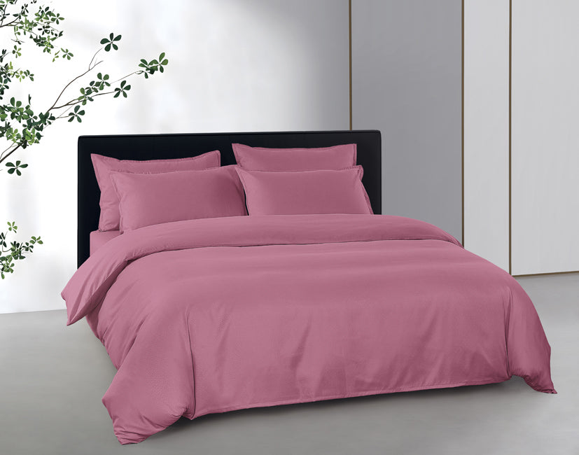 Epinova Silkysoft Dobby 980TC Microfiber Bedsheet (Fog Rose) | Fitted Set | Bedset