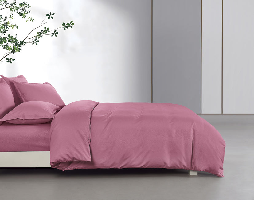 Epinova Silkysoft Dobby 980TC Microfiber Bedsheet (Fog Rose) | Fitted Set | Bedset