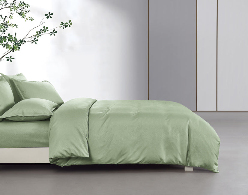 Epinova Silkysoft Dobby 980TC Microfiber Bedsheet (Laurel Green) | Fitted Set | Bedset