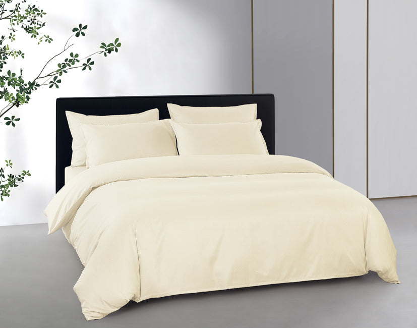 Epinova Silkysoft Dobby 980TC Microfiber Bedsheet (Butter) | Fitted Set | Bedset