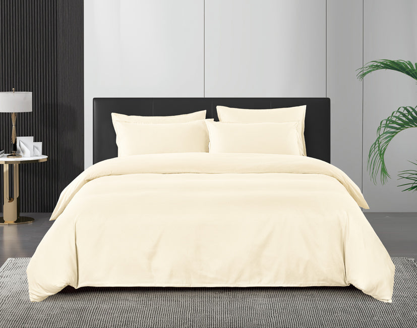 Epinova Silkysoft Dobby 980TC Microfiber Bedsheet (Butter) | Fitted Set | Bedset