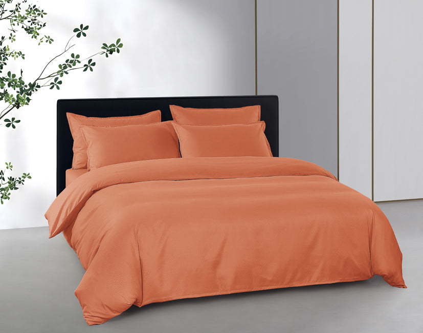 Epinova Silkysoft Dobby 980TC Microfiber Bedsheet (Orange) | Fitted Set | Bedset
