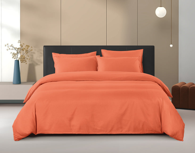 Epinova Silkysoft Dobby 980TC Microfiber Bedsheet (Orange) | Fitted Set | Bedset