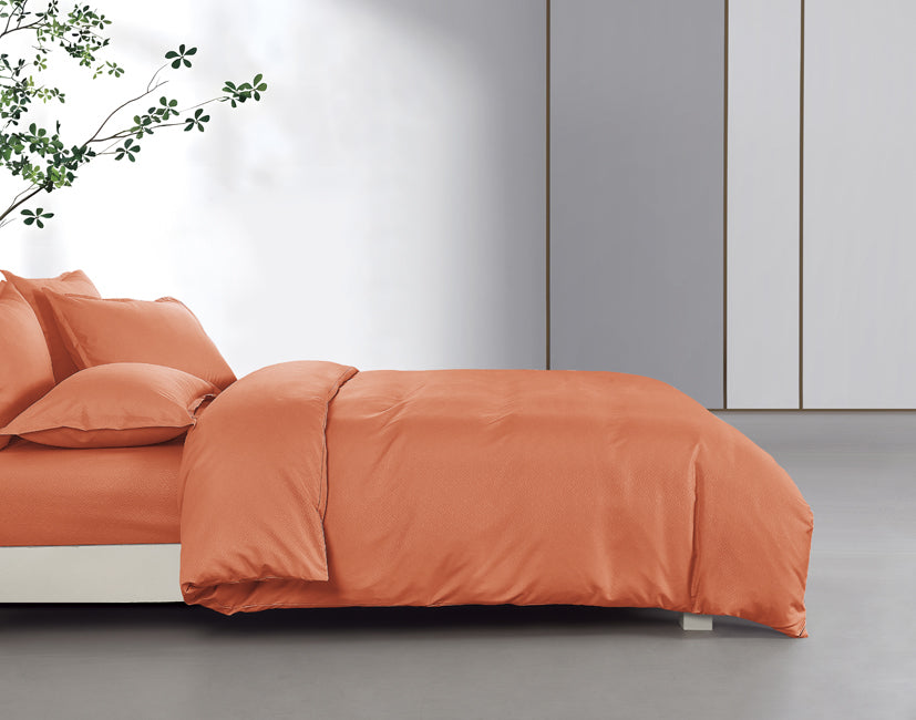 Epinova Silkysoft Dobby 980TC Microfiber Bedsheet (Orange) | Fitted Set | Bedset