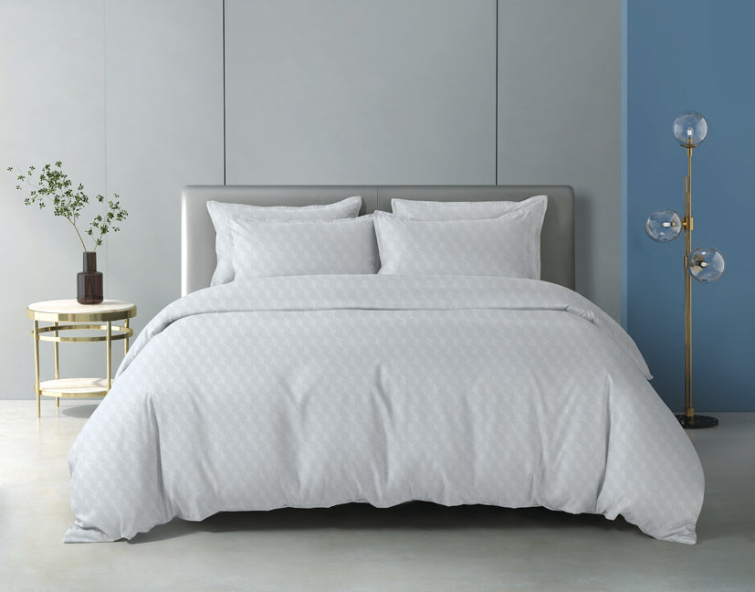 Epinova Silkysoft Dobby 980TC Microfiber Bedsheet (Grey Glacier) | Fitted Set | Bedset