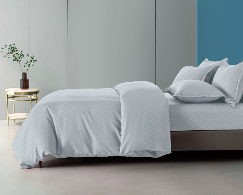 Epinova Silkysoft Dobby 980TC Microfiber Bedsheet (Grey Glacier) | Fitted Set | Bedset
