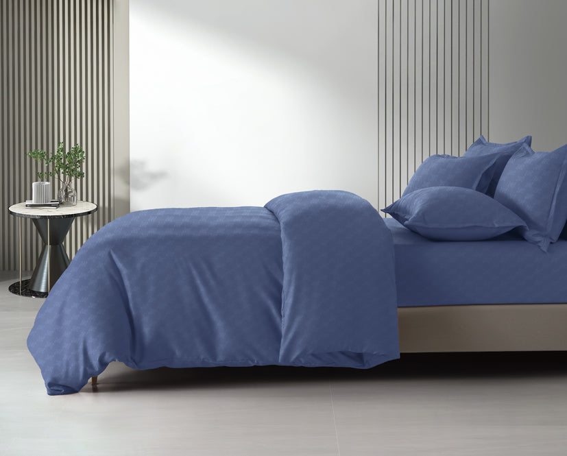 Epinova Silkysoft Dobby 980TC Microfiber Bedsheet (Naval) | Fitted Set | Bedset