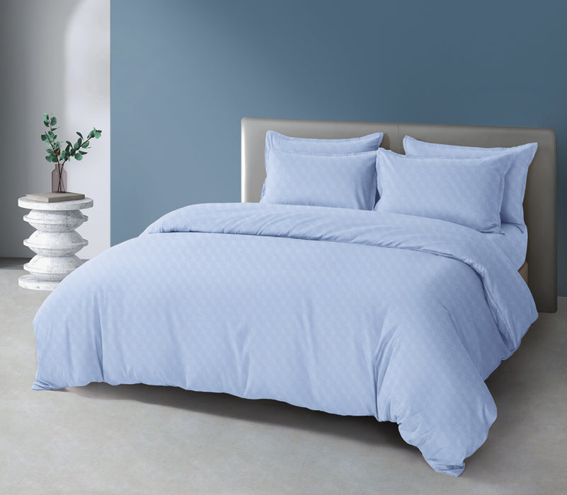 Epinova Silkysoft Dobby 980TC Microfiber Bedsheet (Smoke Blue) | Fitted Set | Bedset