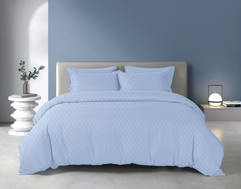 Epinova Silkysoft Dobby 980TC Microfiber Bedsheet (Smoke Blue) | Fitted Set | Bedset