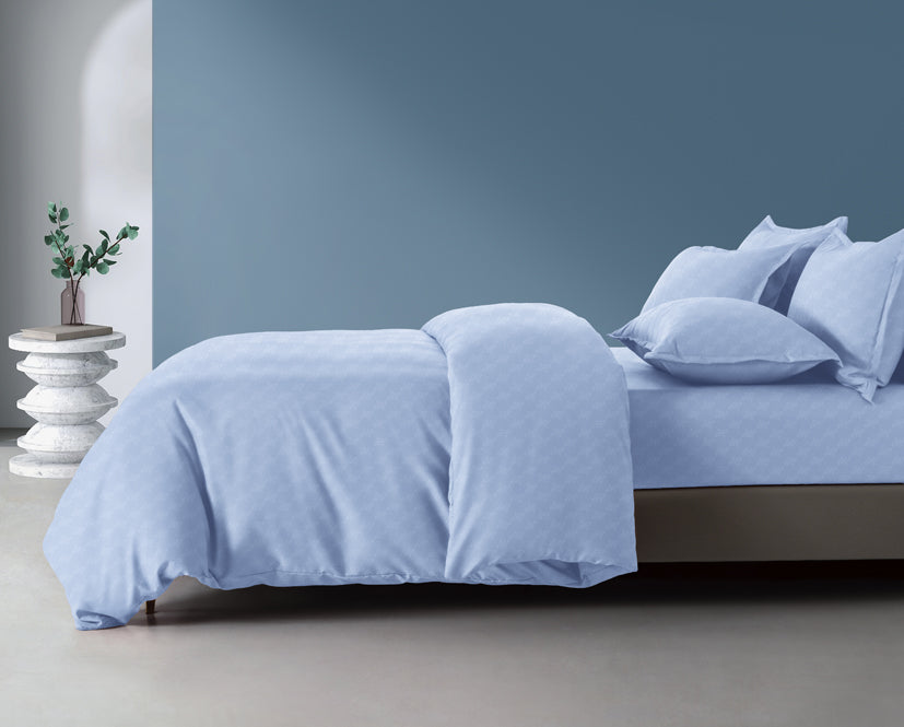 Epinova Silkysoft Dobby 980TC Microfiber Bedsheet (Smoke Blue) | Fitted Set | Bedset